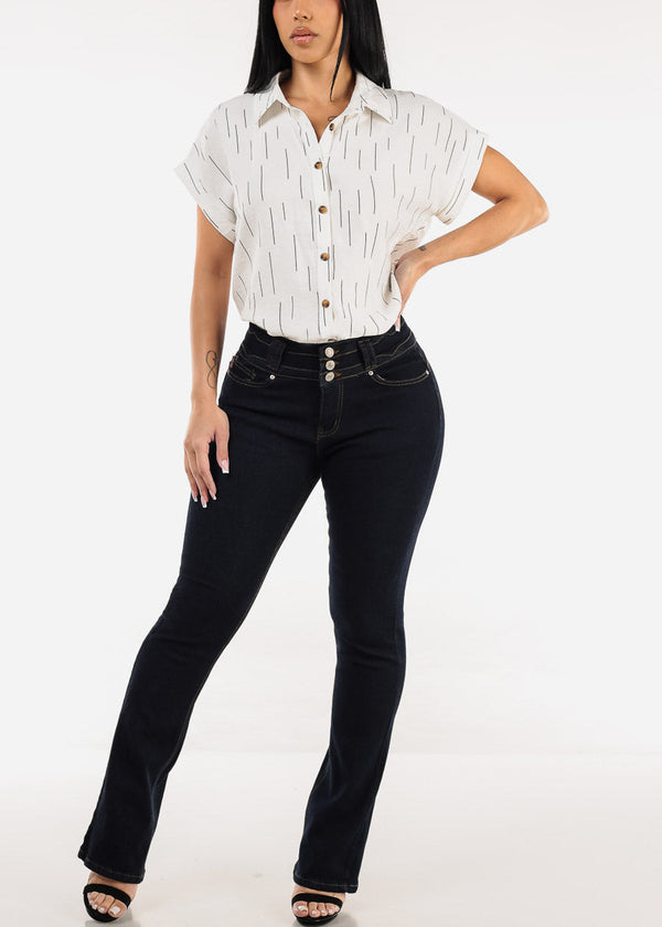 Levantacola Mid Rise Stretch Bootcut Jeans Dark Blue