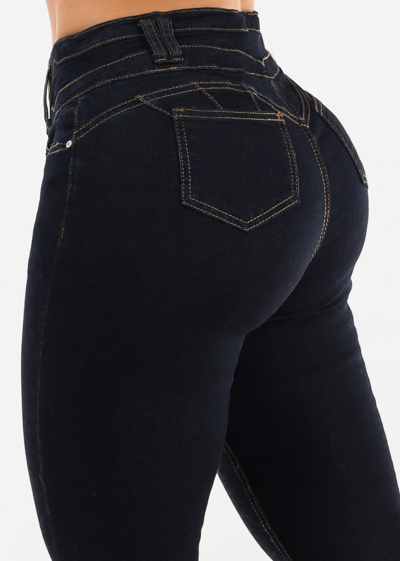 Levantacola Mid Rise Stretch Bootcut Jeans Dark Blue