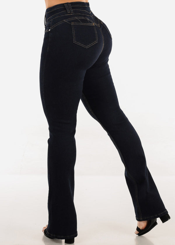 Levantacola Mid Rise Stretch Bootcut Jeans Dark Blue