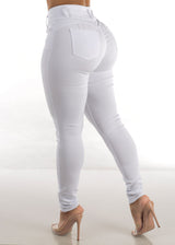 High Waisted White Butt Lifting Jeggings
