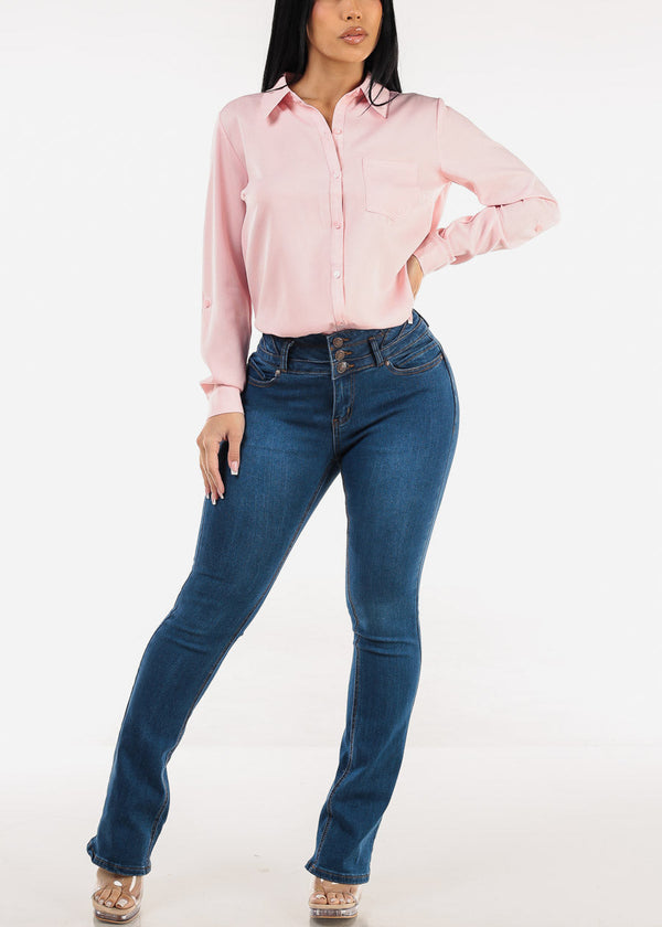 Butt Lift Mid Rise Stretch Bootcut Jeans Med Wash