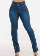 Butt Lift Mid Rise Stretch Bootcut Jeans Med Wash