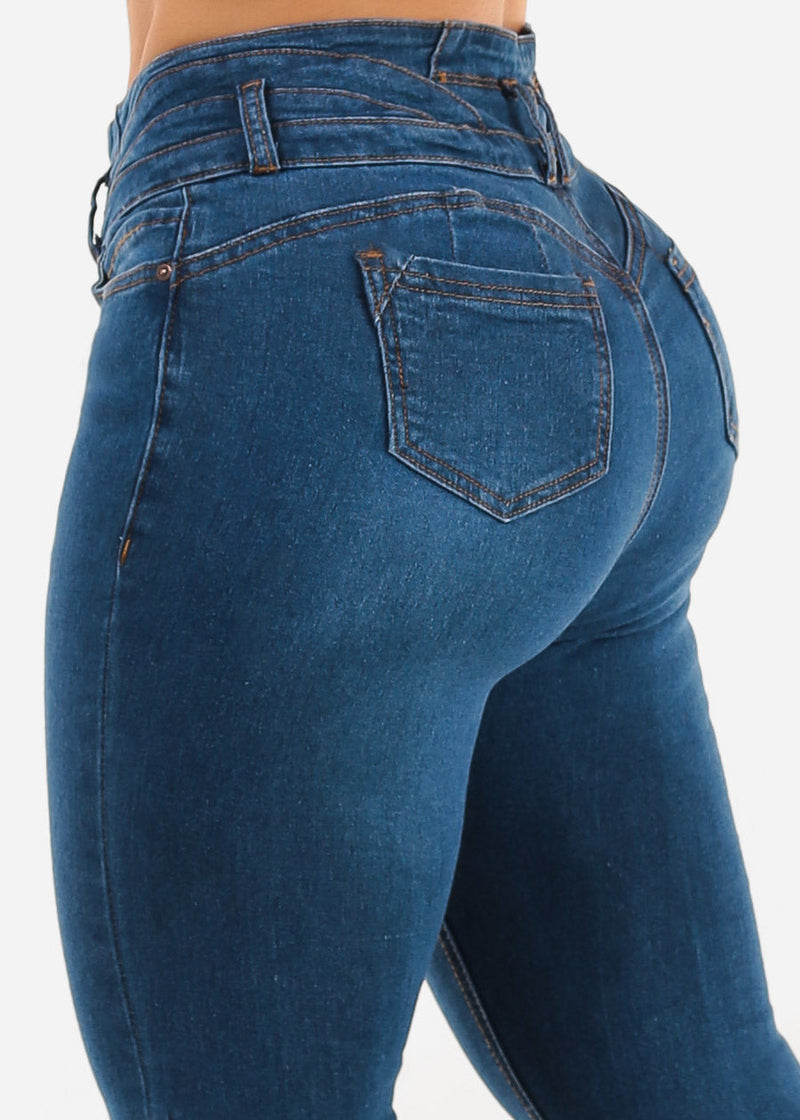 Butt Lift Mid Rise Stretch Bootcut Jeans Med Wash