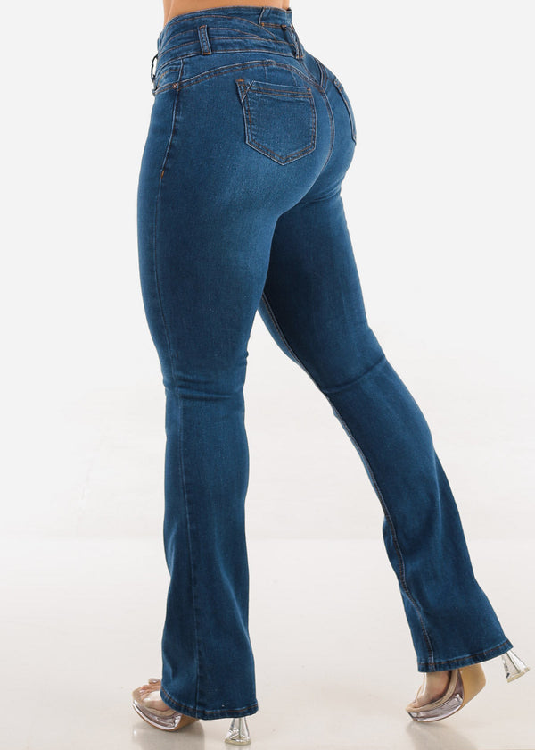 Butt Lift Mid Rise Stretch Bootcut Jeans Med Wash
