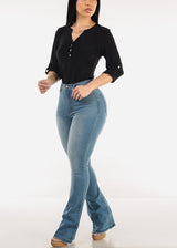 Super High Waist Stretch Bootcut Jeans Light Blue