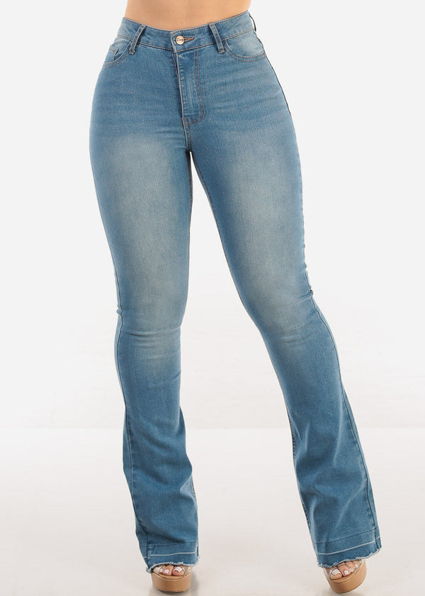 Super High Waist Stretch Bootcut Jeans Light Blue