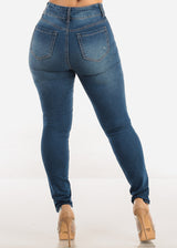 Super High Waist Stretch Skinny Jeans Med Blue