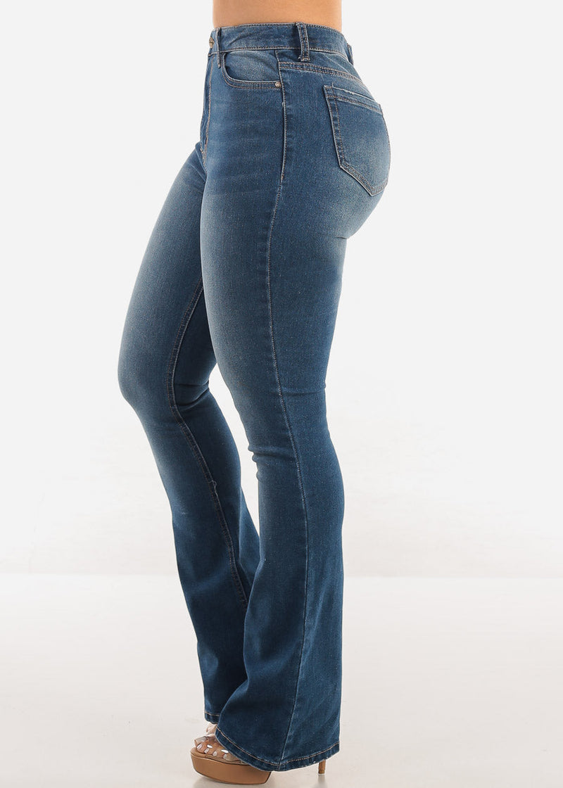 Classic Super High Waist Stretch Bootcut Jeans Med Blue