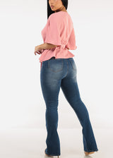 Classic Super High Waist Stretch Bootcut Jeans Med Blue