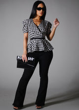 Super High Waist Black Bootcut Jeans w Back Pocket Design