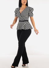 Super High Waist Black Bootcut Jeans w Back Pocket Design