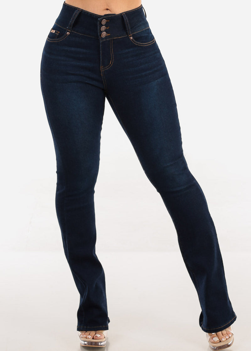 Butt Lift Mid Rise Stretch Bootcut Jeans Dark Wash