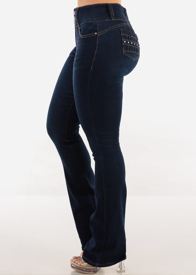 Butt Lift Mid Rise Stretch Bootcut Jeans Dark Wash