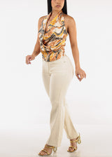 High Waist Straight Wide Leg Jeans Light Khaki