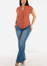 Super High Waist Stretch Indigo Bootcut Jeans w Back Pocket Design