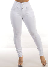 Butt Lift Super High Waist White Stretch Skinny Jeans
