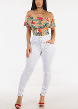 Butt Lift Super High Waist White Stretch Skinny Jeans