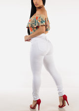 Butt Lift Super High Waist White Stretch Skinny Jeans