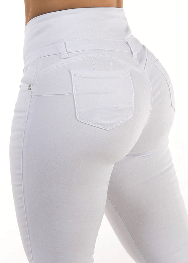 Butt Lift Super High Waist White Stretch Skinny Jeans