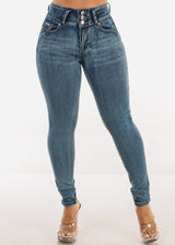 Butt Lift High Waist Stretch Skinny Jeans Dark Acid Wash
