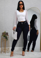 Levantacola High Rise Stretch Skinny Jeans Dark Blue