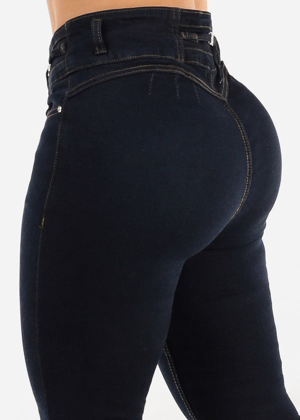 Levantacola High Rise Stretch Skinny Jeans Dark Blue
