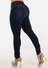Butt Lift Mid Rise Stretch Skinny Jeans Dark Wash