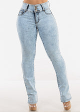 MX JEANS Butt Lift High Waist Bootcut Jeans Light Acid Wash