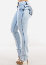 MX JEANS Butt Lift Mid Rise Bootcut Jeans Acid Wash