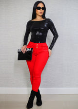 MX JEANS Butt Lifting Red Skinny Jeans