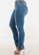 Butt Lift High Waist Straight Leg Stretch Jeans Light Blue