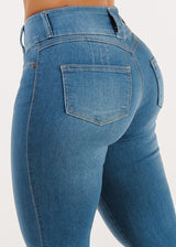 Butt Lift High Waist Straight Leg Stretch Jeans Light Blue