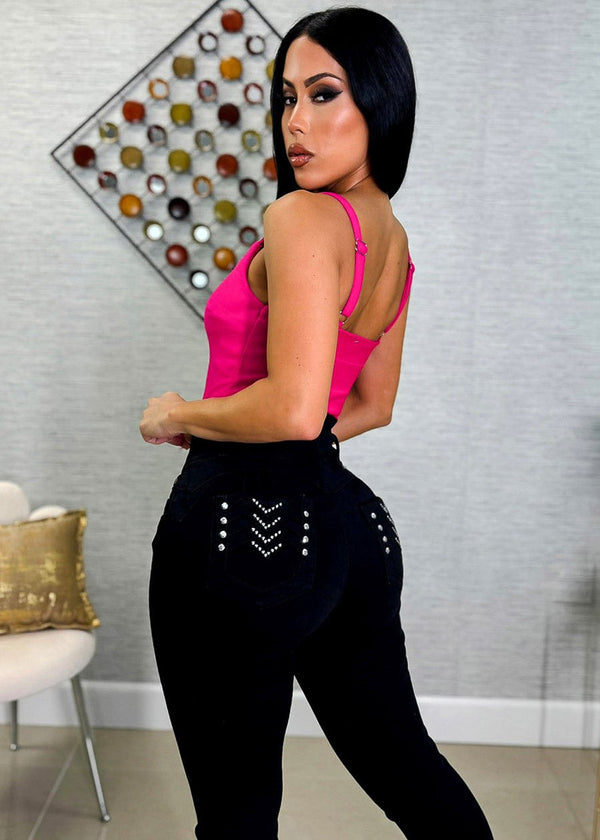 Ultra High Waisted Black Butt Lifting Ripped Skinny Jeans