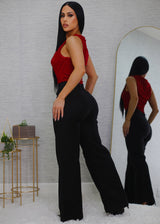 Butt Lift Super High Waist Wide Leg Pants Black