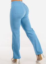 High Waist Hyper Stretch Straight Leg Pants Light Blue