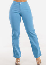 High Waist Hyper Stretch Straight Leg Pants Light Blue