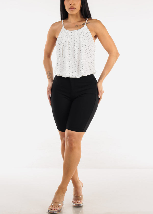 Black High Waist Hyper Stretch Bermuda Shorts
