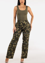 Hyper Stretch Straight Wide Leg Cargo Pants Camo