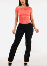 High Waist Hyper Stretch Straight Leg Pants Black