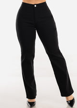 High Waist Hyper Stretch Straight Leg Pants Black