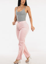 High Waist Hyper Stretch Straight Leg Pants Light Pink