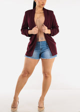 High Waist Cut Off Stretch Denim Shorts Med Blue