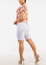 White High Waist Hyper Stretch Bermuda Shorts