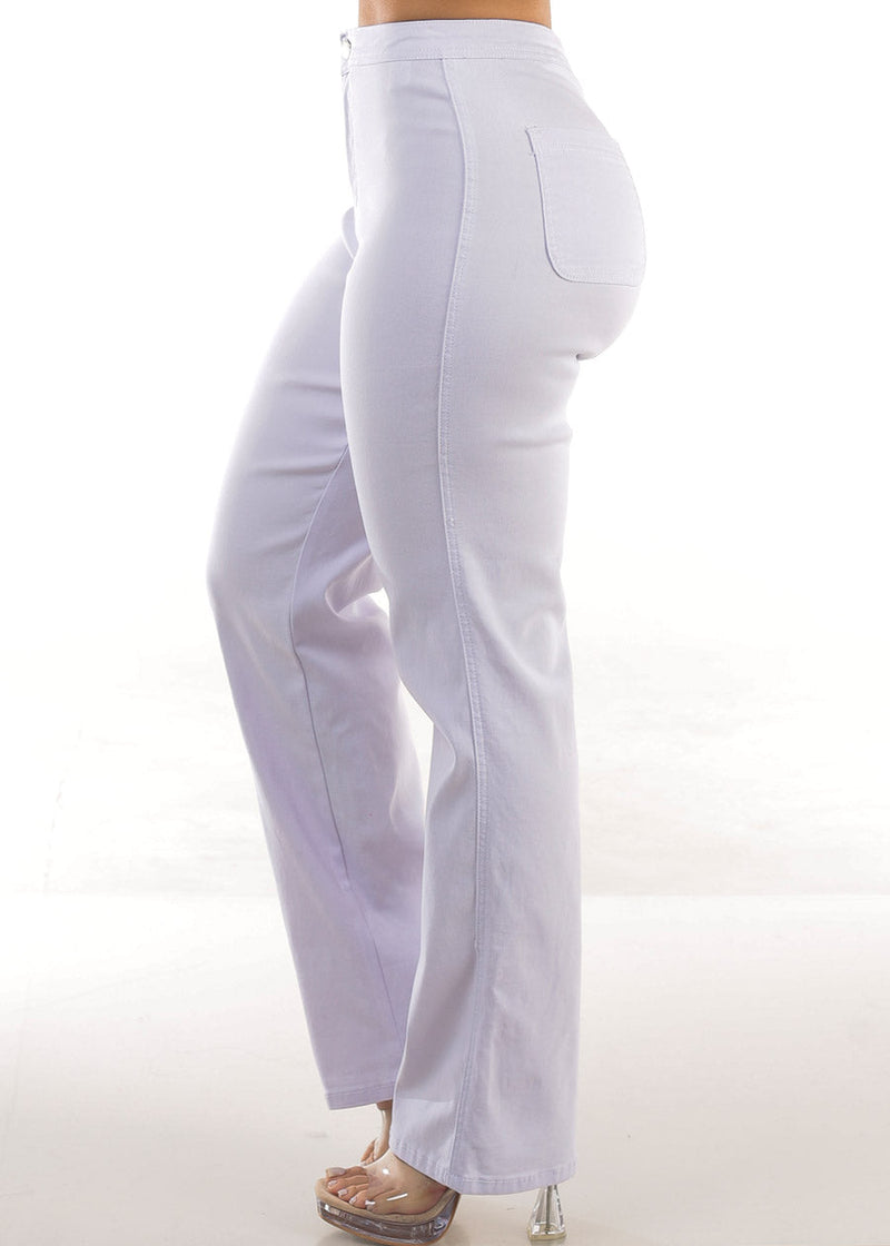 High Waist Hyper Stretch Straight Leg Pants White