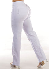 High Waist Hyper Stretch Straight Leg Pants White