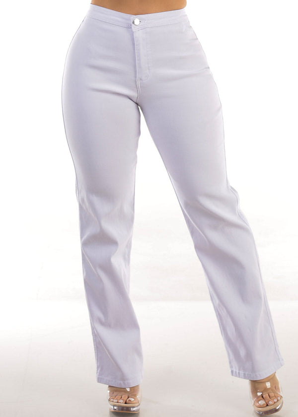 High Waist Hyper Stretch Straight Leg Pants White