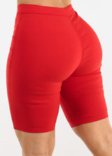 High Waist Hyper Stretch Bermuda Shorts Red