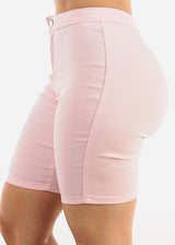 High Waist Hyper Stretch Bermuda Shorts Light Pink
