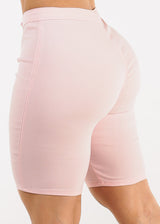 High Waist Hyper Stretch Bermuda Shorts Light Pink