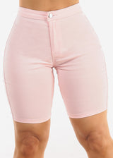 High Waist Hyper Stretch Bermuda Shorts Light Pink